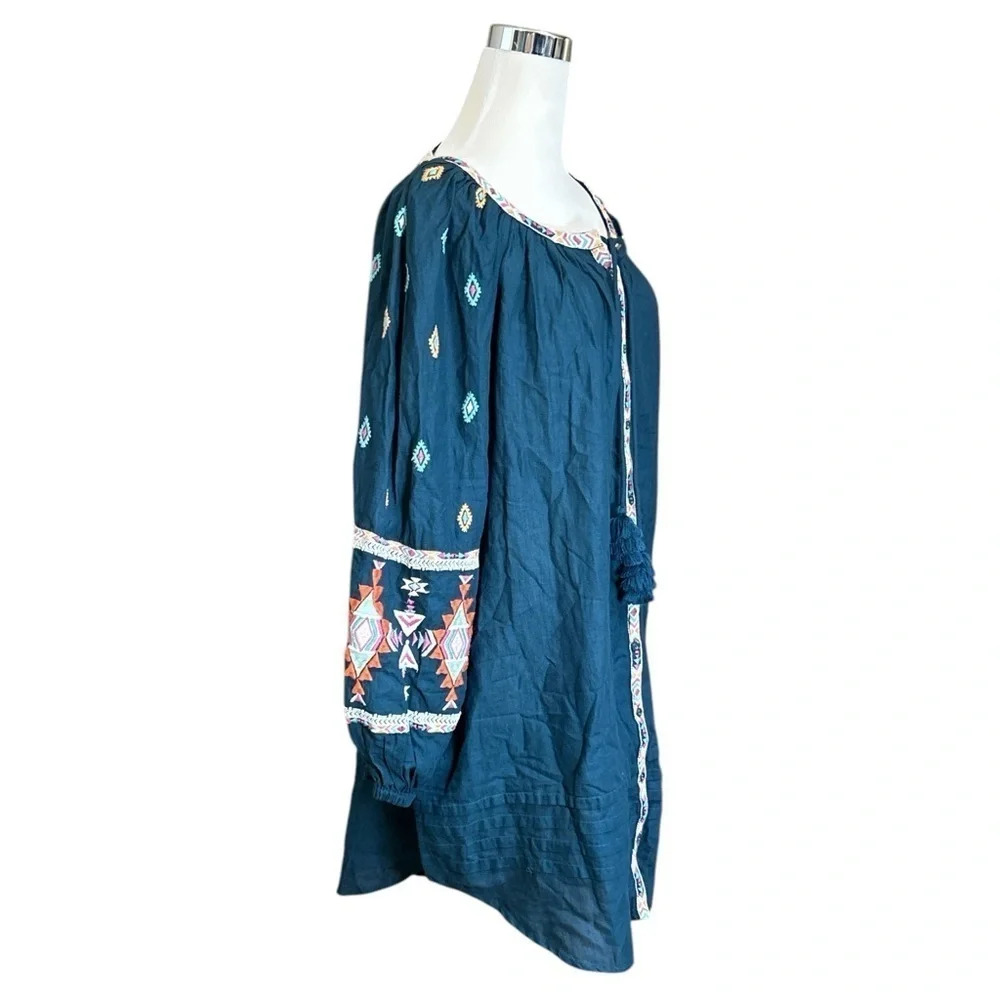 Sundance Women's Mini Dress Blue/Green Aztec Embroidered - Picture 3 of 7